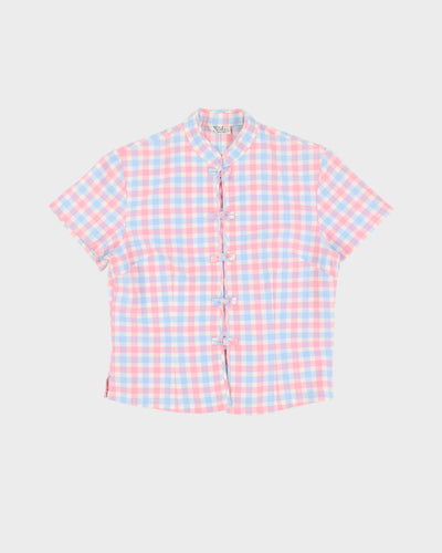 Vintage Pink And Blue Gingham Blouse -  S