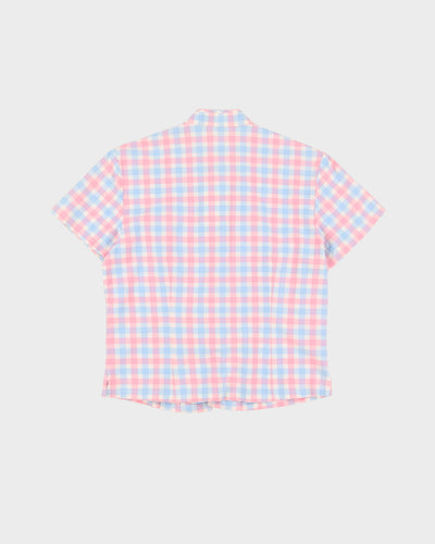 Vintage Pink And Blue Gingham Blouse -  S