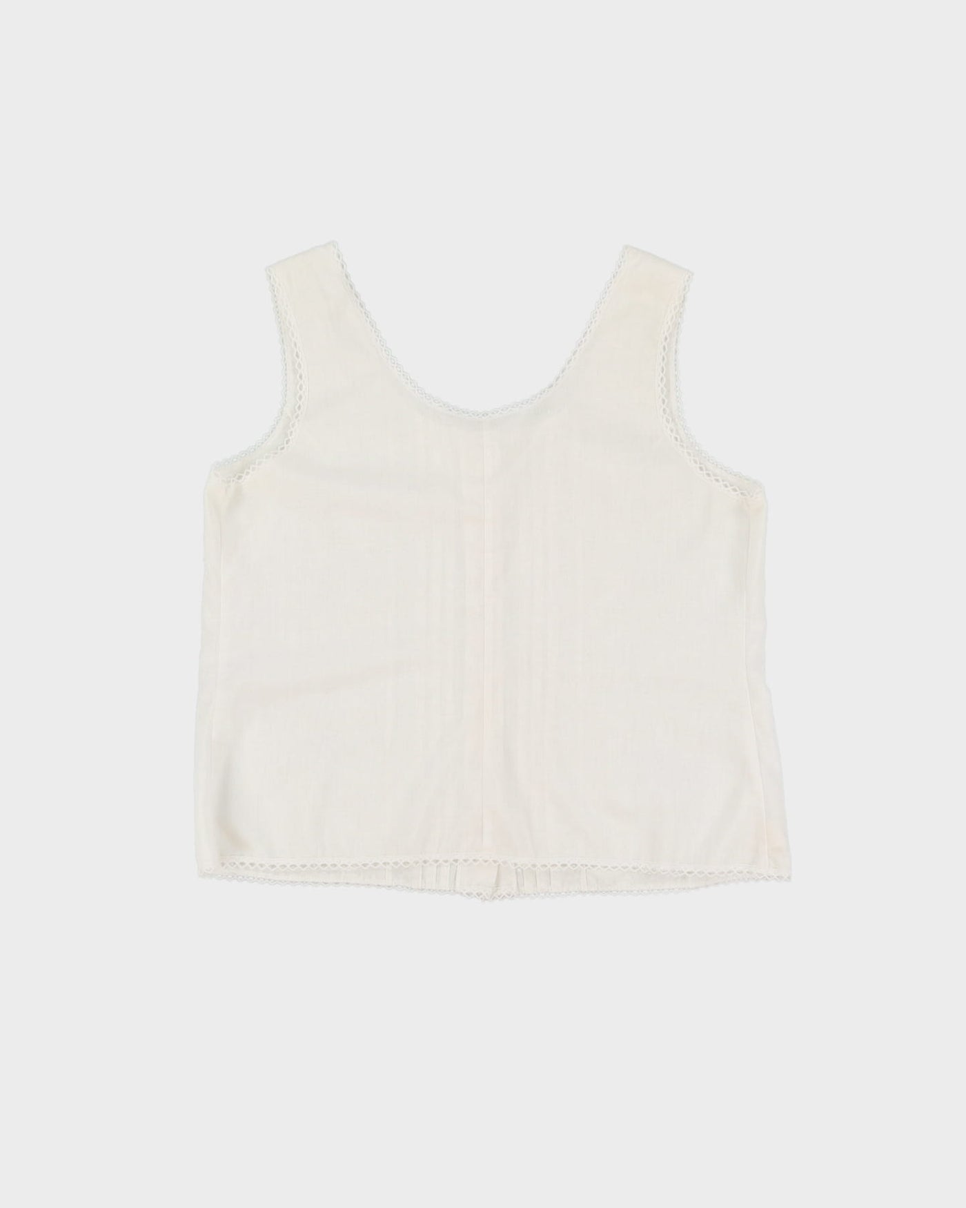 Vintage White Sleeveless Lace Detailed Top - M