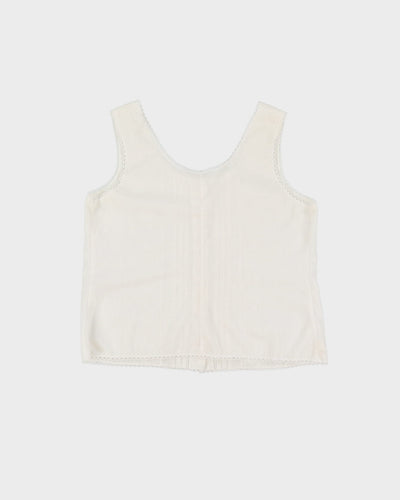 Vintage White Sleeveless Lace Detailed Top - M