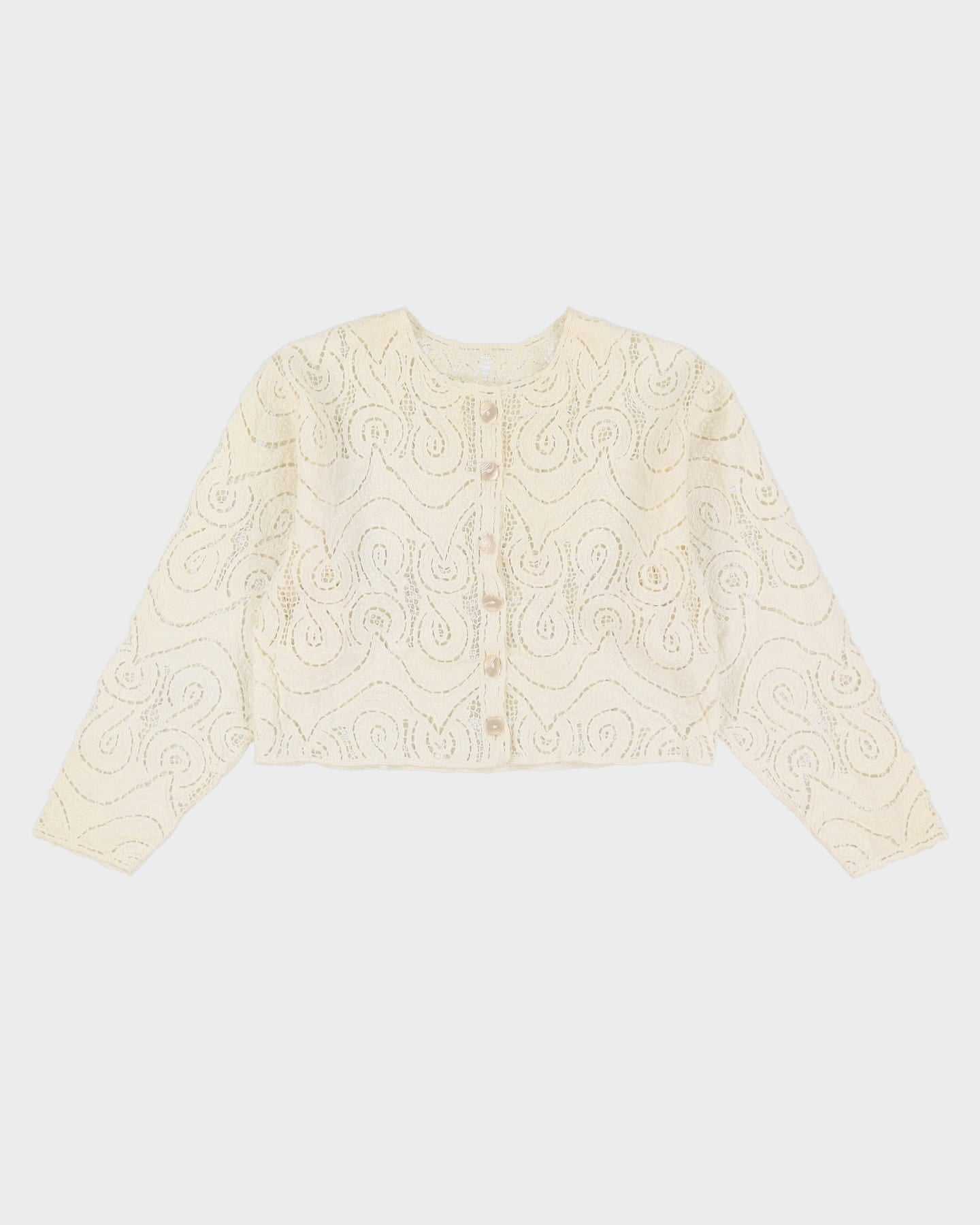 Lace Cropped Cotton Blouse - S