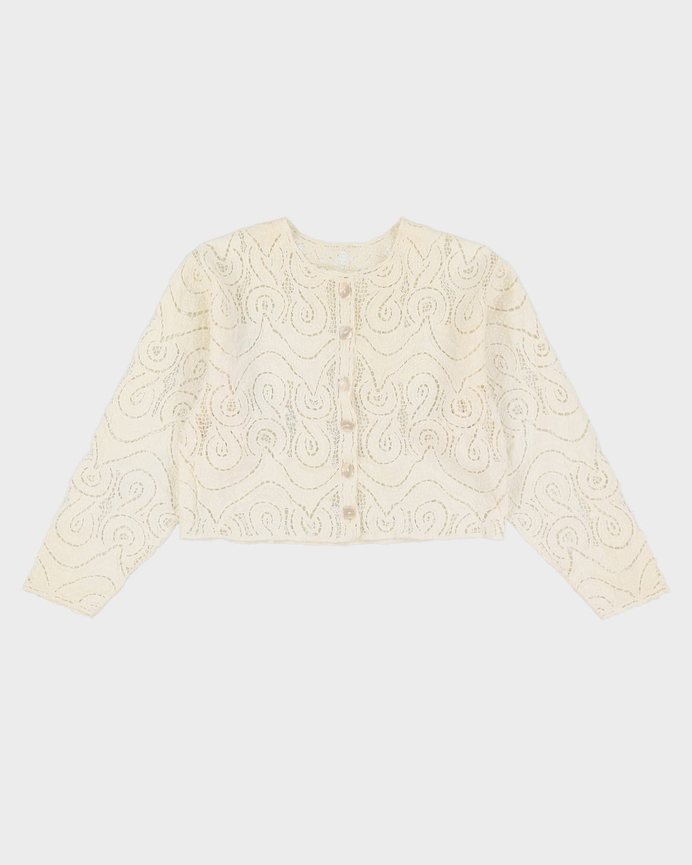 Lace Cropped Cotton Blouse - S