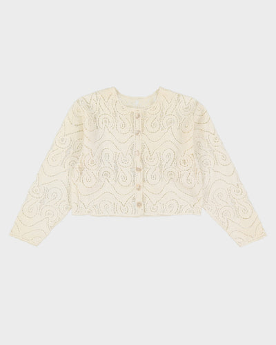 Lace Cropped Cotton Blouse - S