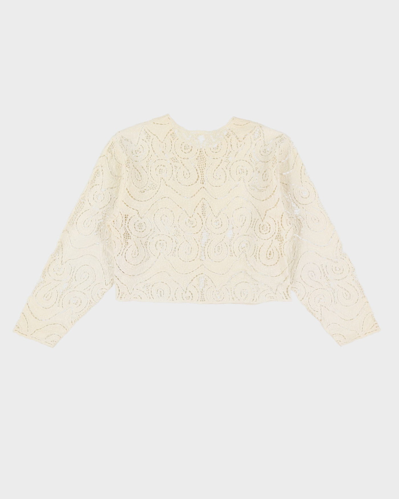 Lace Cropped Cotton Blouse - S