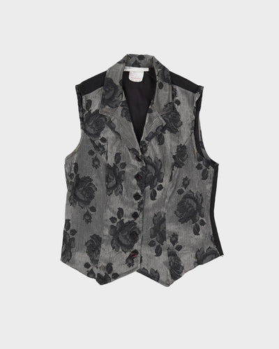 Y2K Silver Floral Sleeveless Top - XS