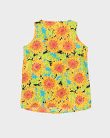 Y2K Yellow Silk Floral Sleeveless Top - M