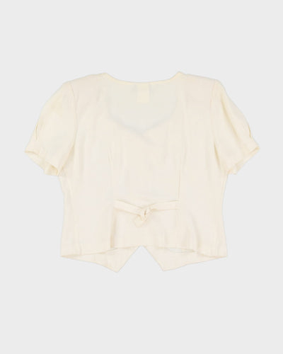 Vintage 1990s White Embroidered Top - L