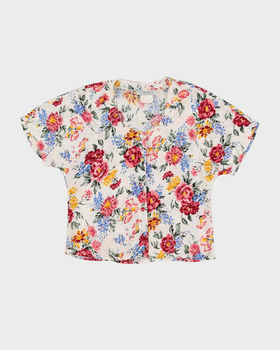 Vintage 1990s White Floral Top - S