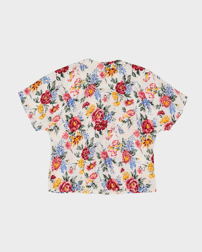 Vintage 1990s White Floral Top - S