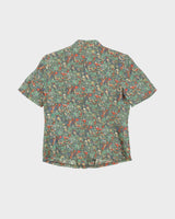 Green Floral Silk Blend Blouse - S
