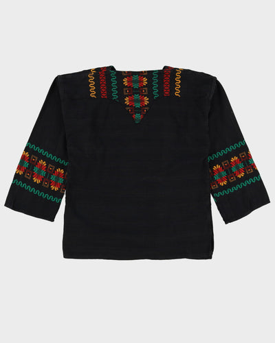 Vintage Black Woven Cotton Top - M