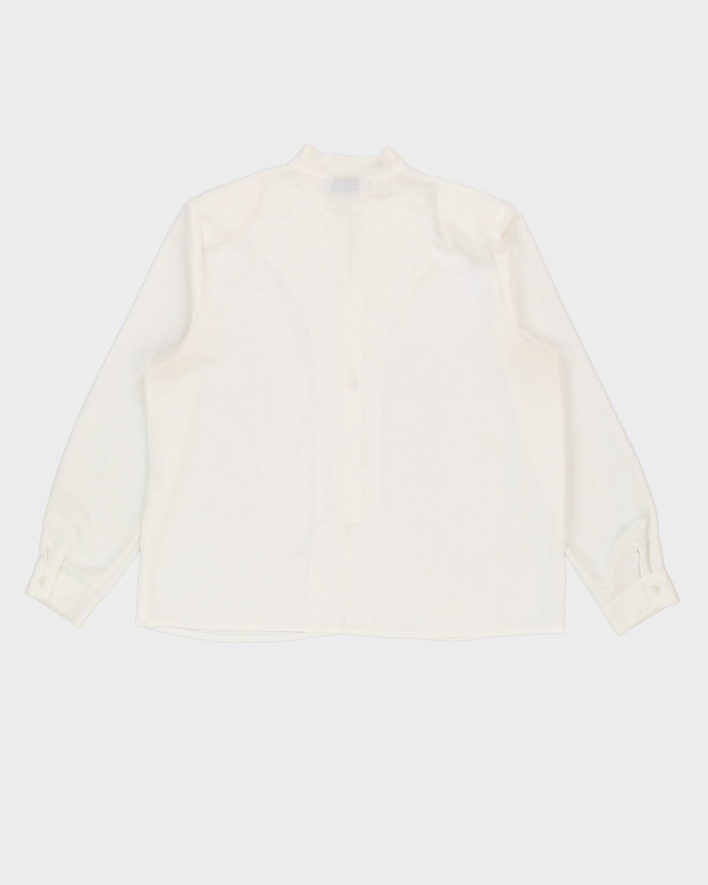 White Lace Detailed Long Sleeve Blouse - L