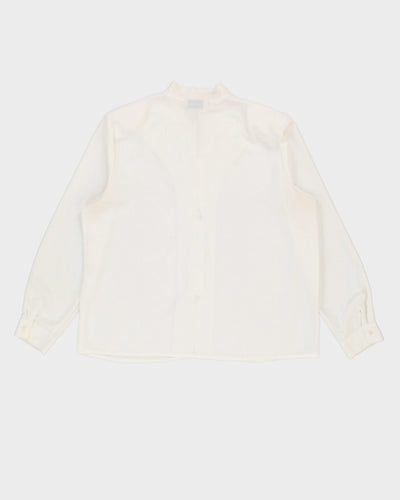 White Lace Detailed Long Sleeve Blouse - L