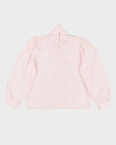 Y2K Pink Lace Detailed Long Sleeve Blouse - S
