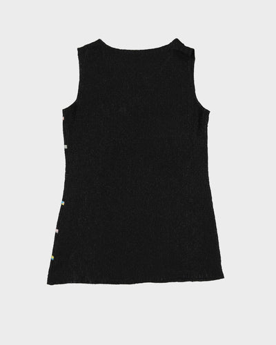 00s Black Gathered Sleeveless Top - M