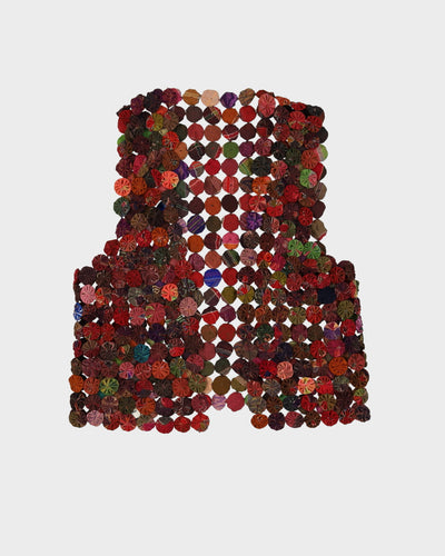 Thai Silk Patchwork Waistcoat Top - M