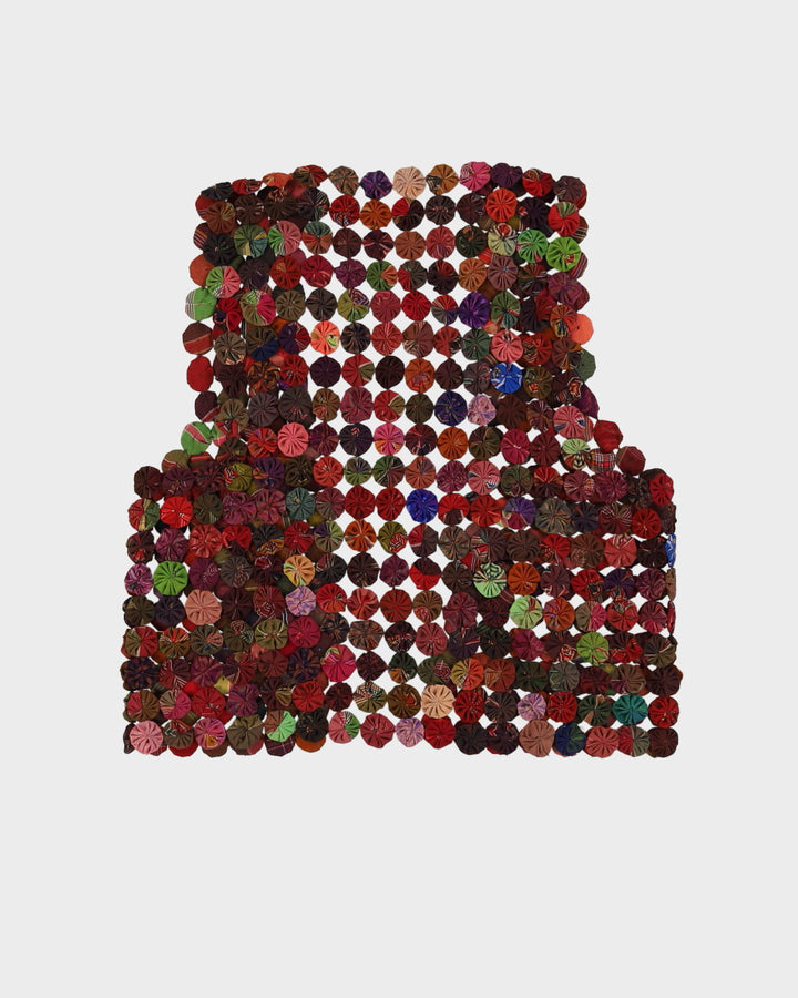 Thai Silk Patchwork Waistcoat Top - M