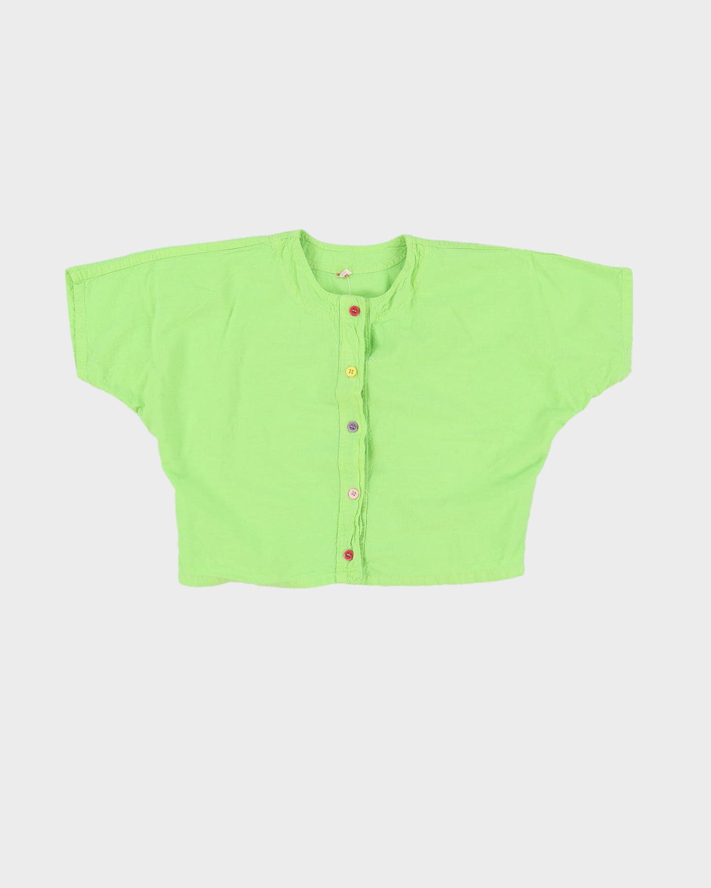 Vintage 1990s Green Cropped Blouse - S