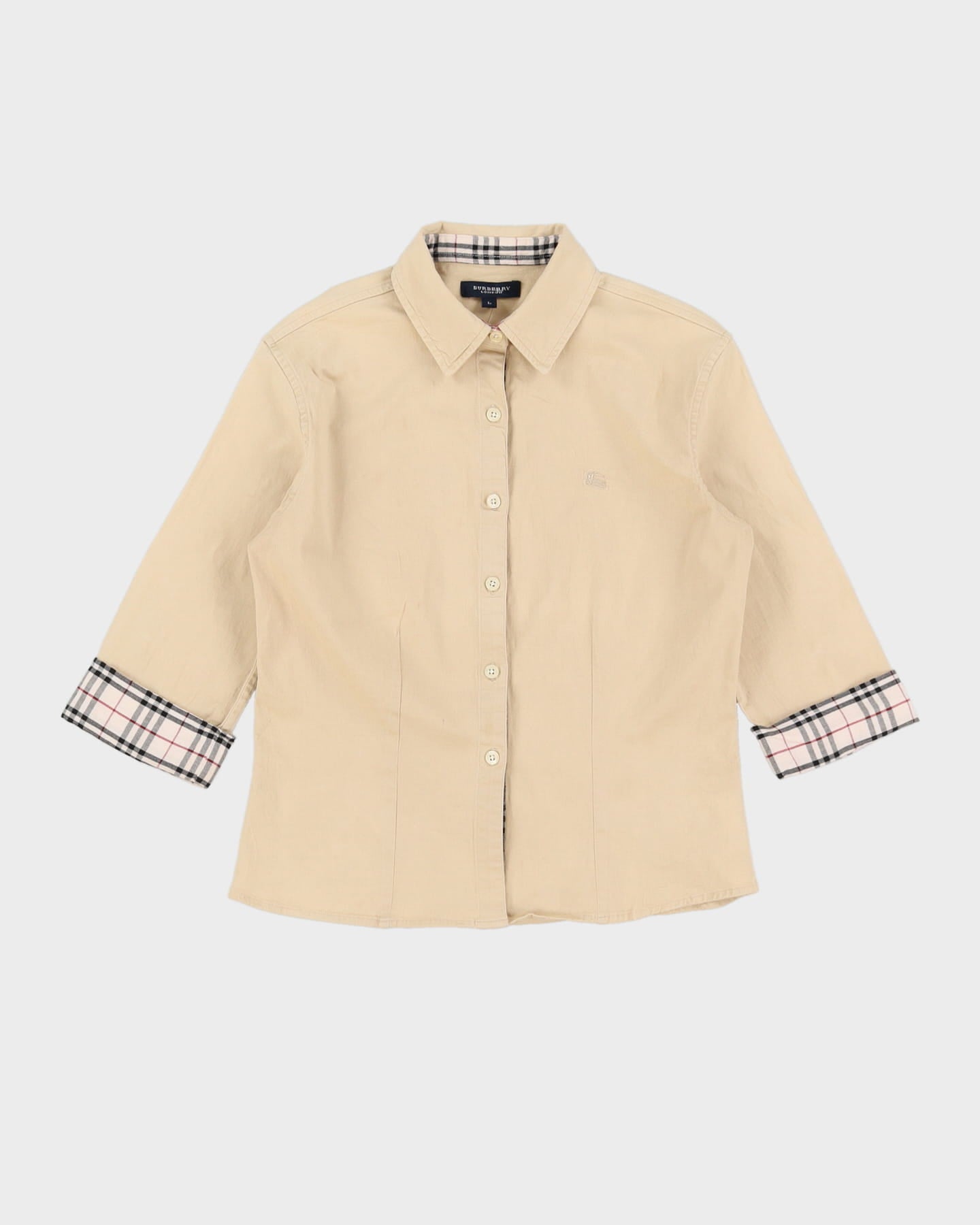 Burberry London Beige 3/4 Sleeve Blouse - S