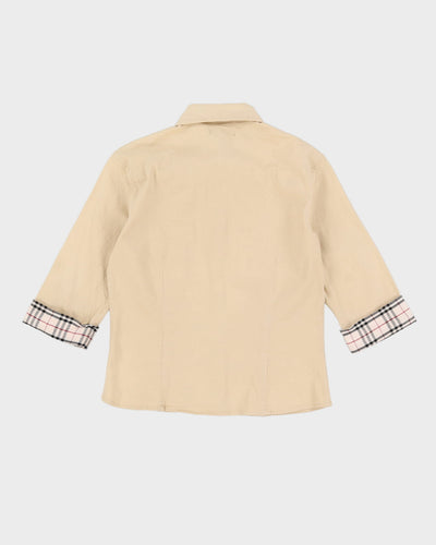 Burberry London Beige 3/4 Sleeve Blouse - S