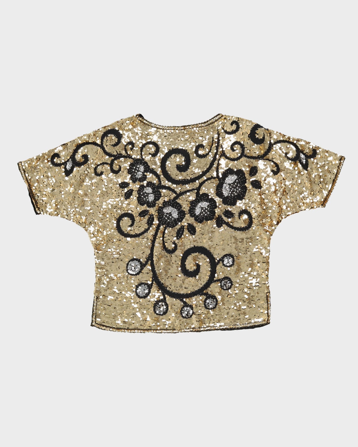 00s Gold And Black Sequinned Party Top - M