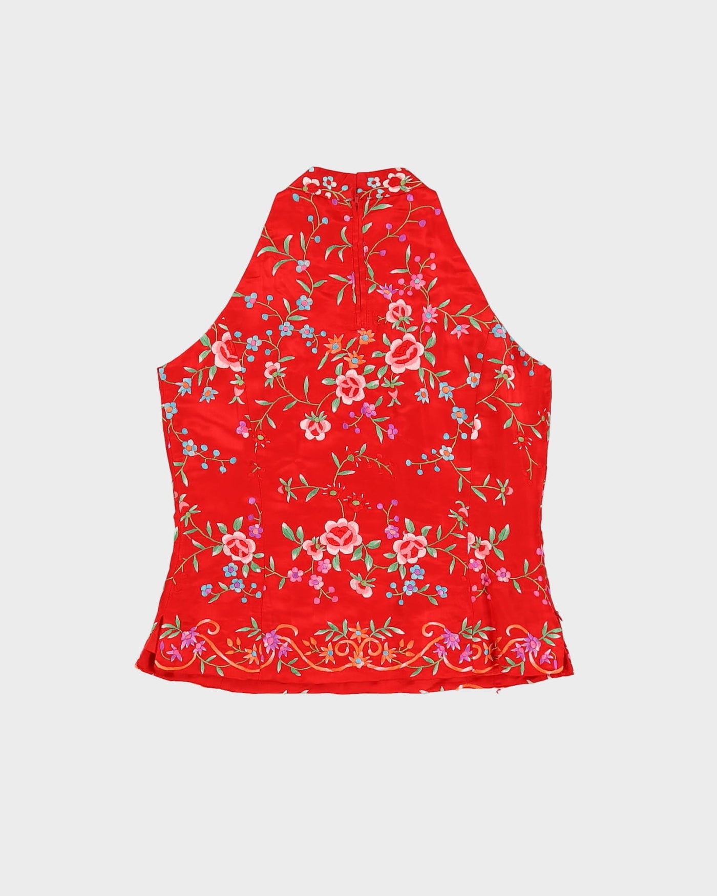 Y2K Red Embroidered Sleeveless Top - XS