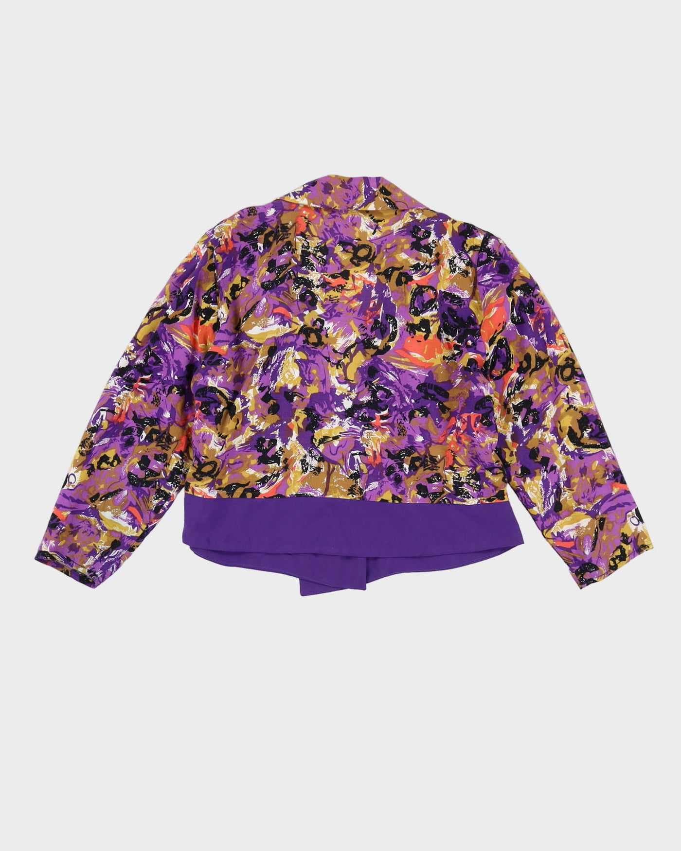Vintage 1990s Purple Patterned Cropped Blouse - S