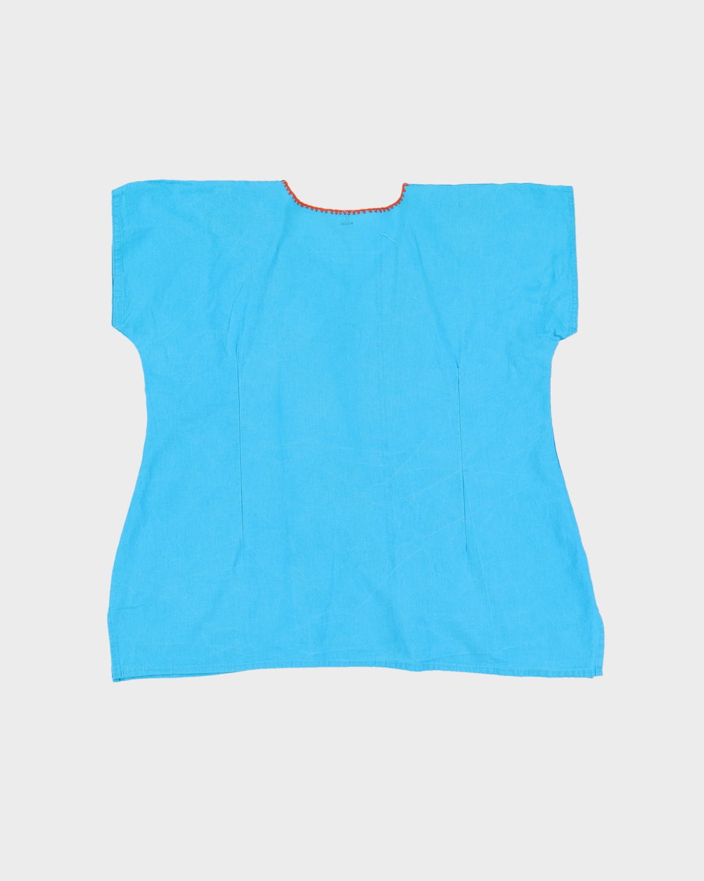 Blue Embroidered Cotton Blouse - M