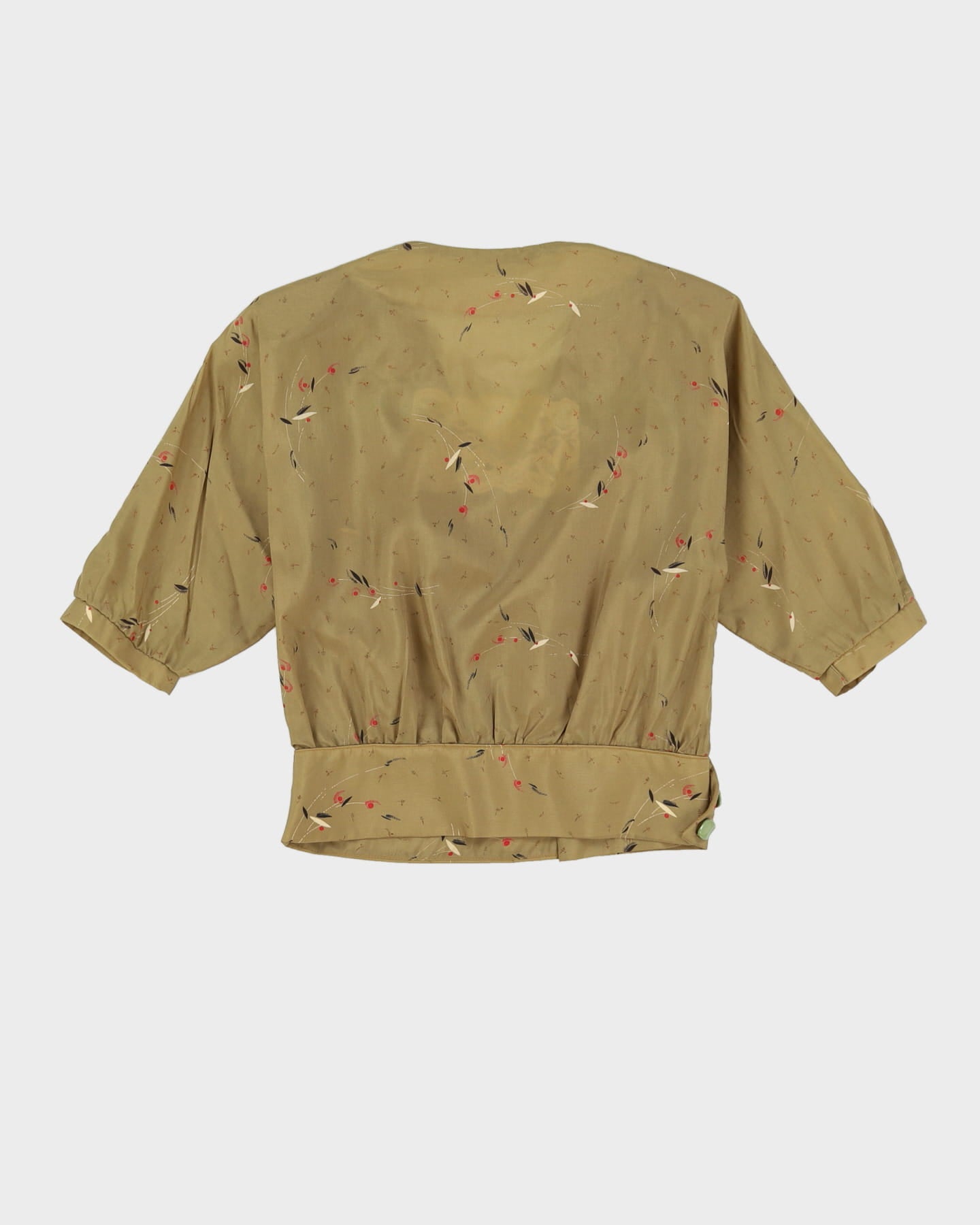 Vintage 1990s Handmade Green Patterned Blouse - S