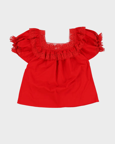 Vintage 1990s Red  Off The Shoulder Blouse - M