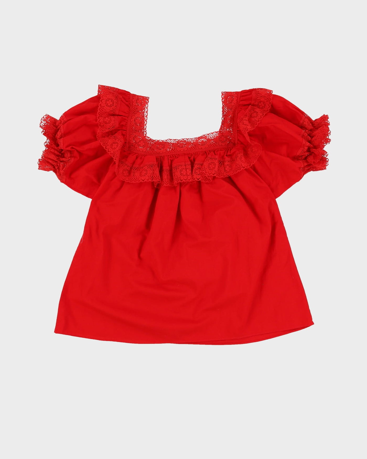 Vintage 1990s Red  Off The Shoulder Blouse - M