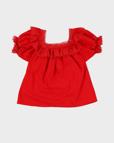 Vintage 1990s Red  Off The Shoulder Blouse - M