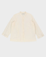 Cream Embroidered Cotton Blouse - L