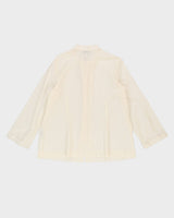 Cream Embroidered Cotton Blouse - L