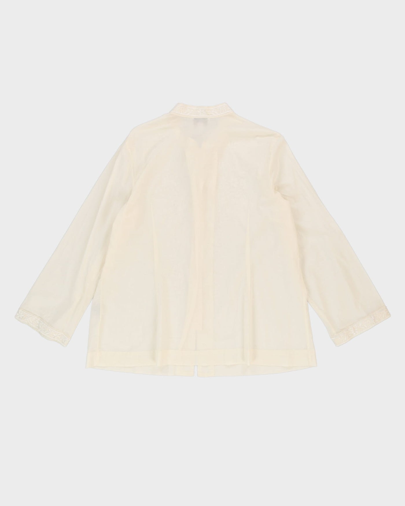 Cream Embroidered Cotton Blouse - L