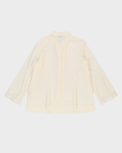 Cream Embroidered Cotton Blouse - L