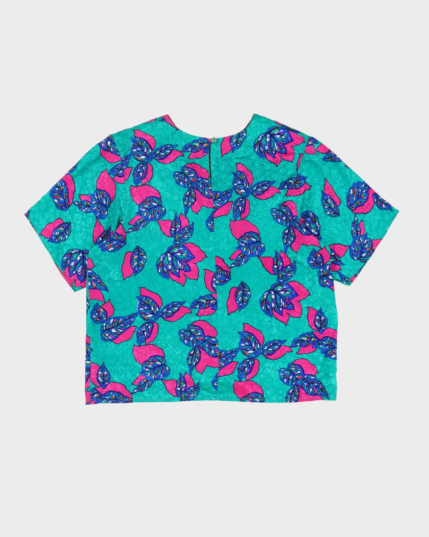 Green Patterned Short Sleeve Top - S