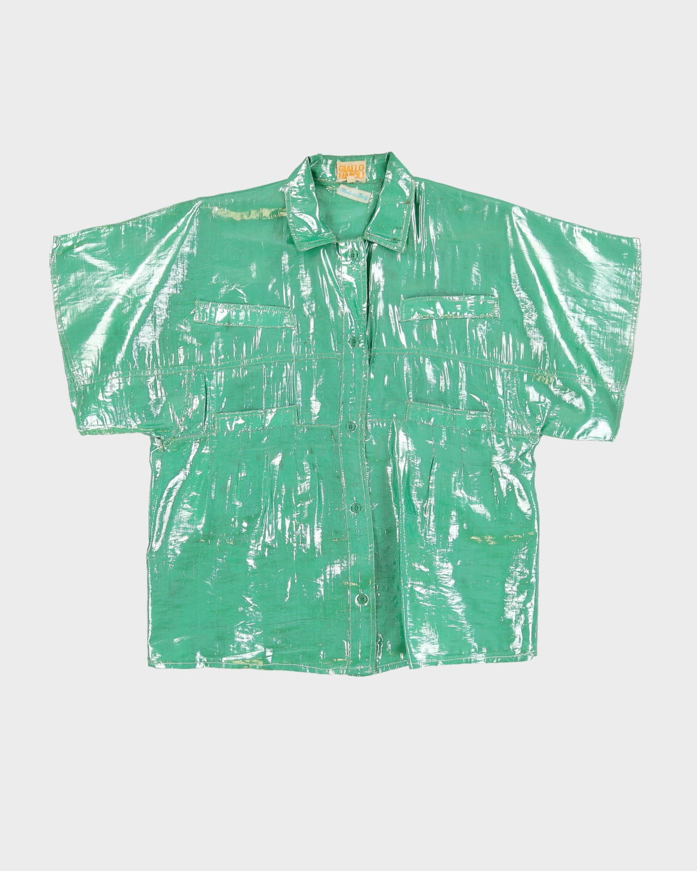 Vintage 1990s Green Metallic Blouse - M