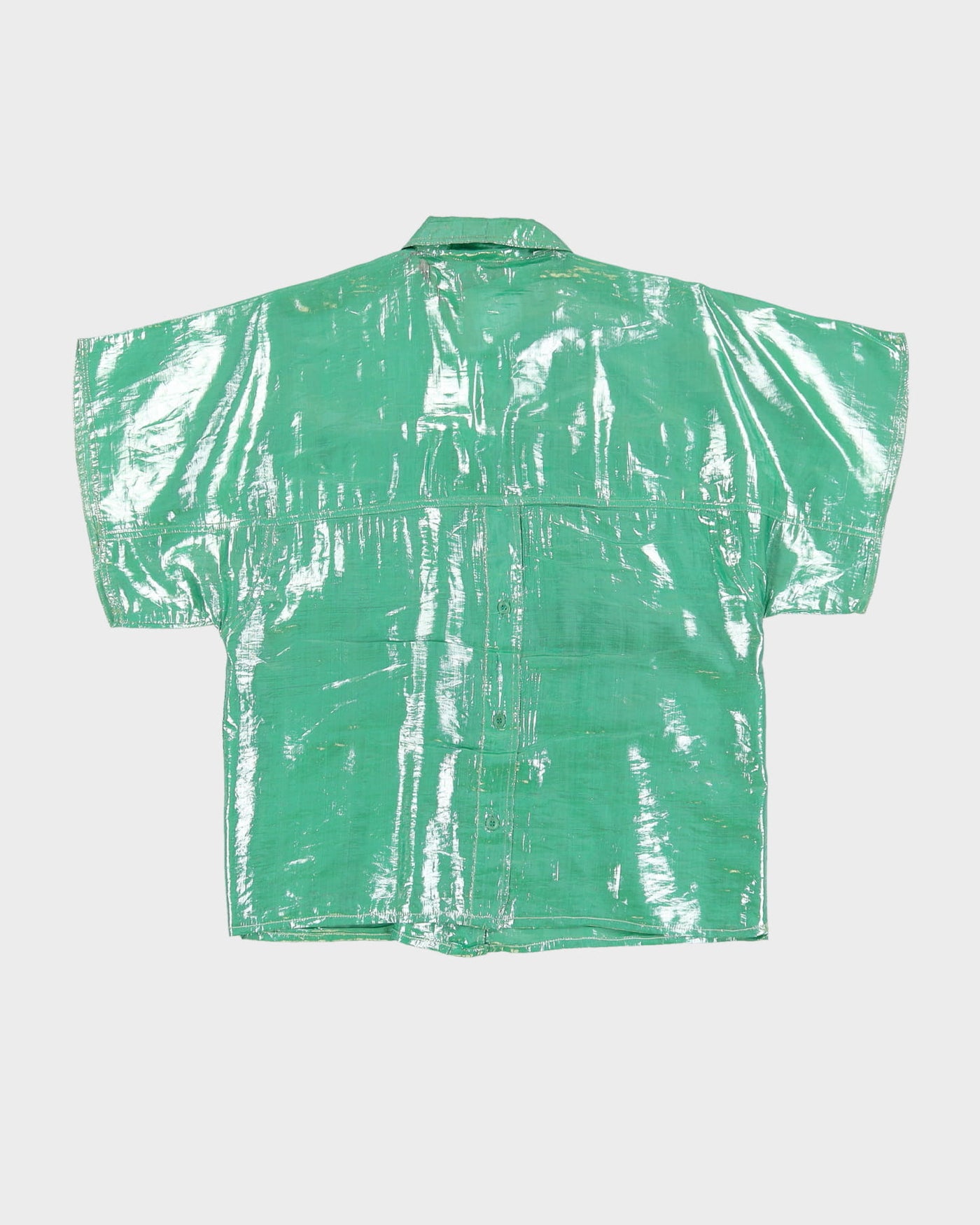 Vintage 1990s Green Metallic Blouse - M