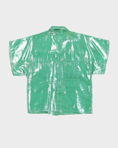 Vintage 1990s Green Metallic Blouse - M