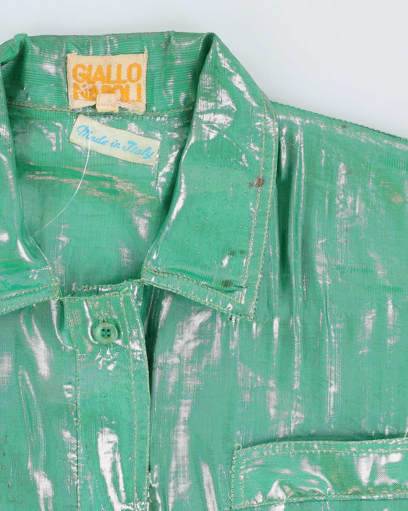 Vintage 1990s Green Metallic Blouse - M