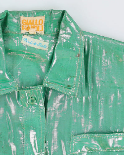 Vintage 1990s Green Metallic Blouse - M