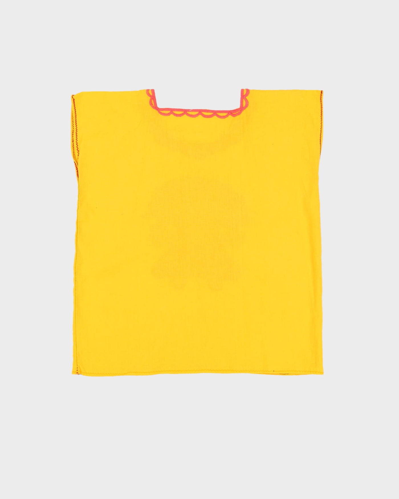 70s Style Yellow Embroidered Top - M