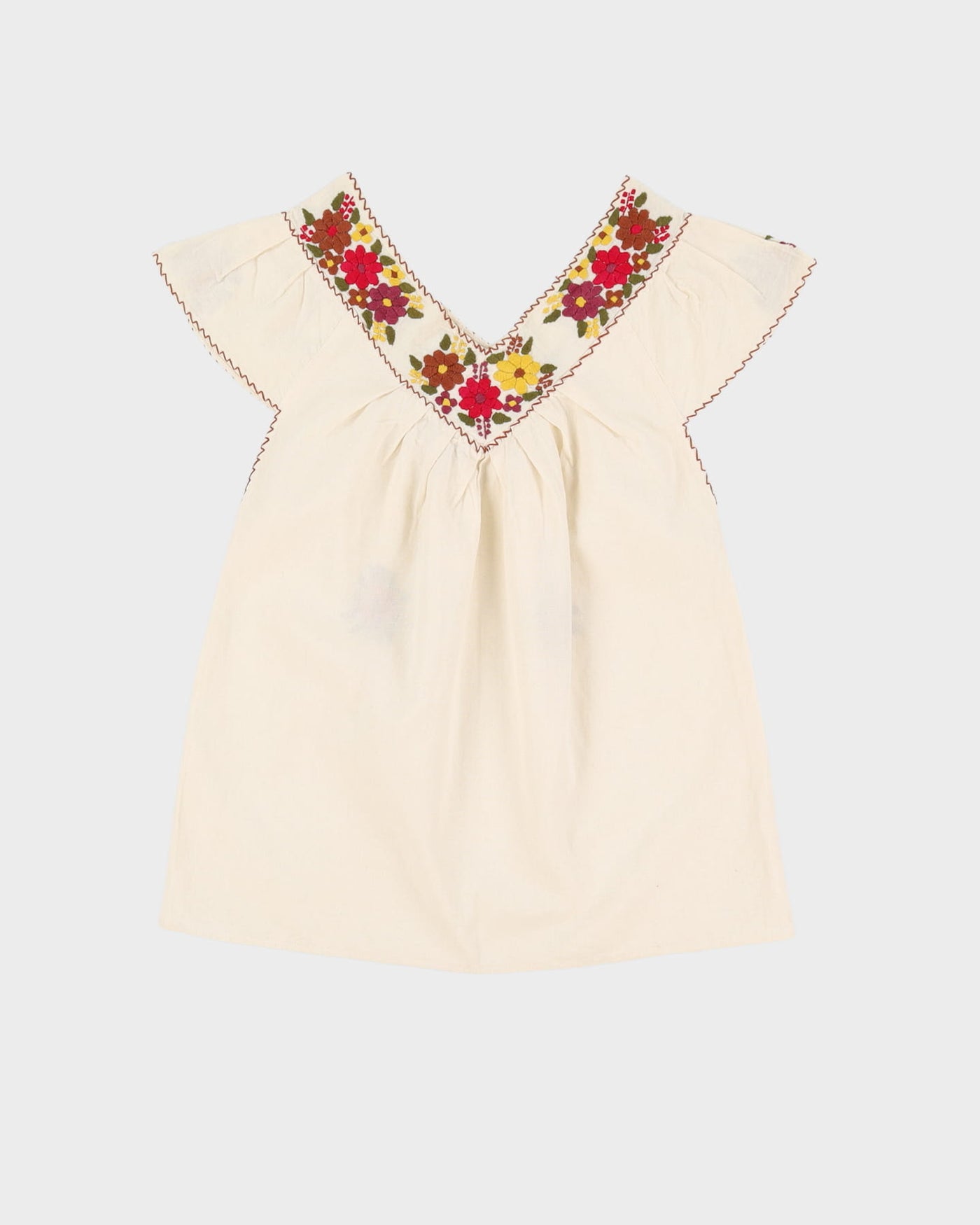 70s Style Embroidered Top - S