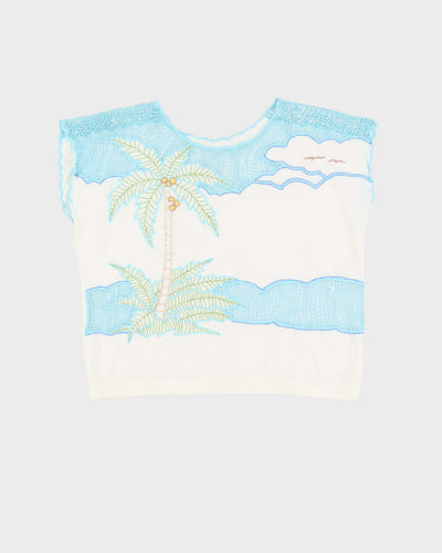 00s Palm Tree Embroidered White - S / M