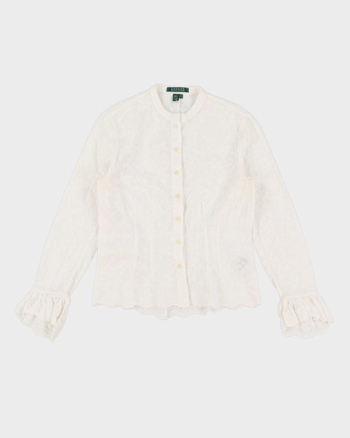 Lauren Ralph Lauren White Cotton Lace Blouse - XS