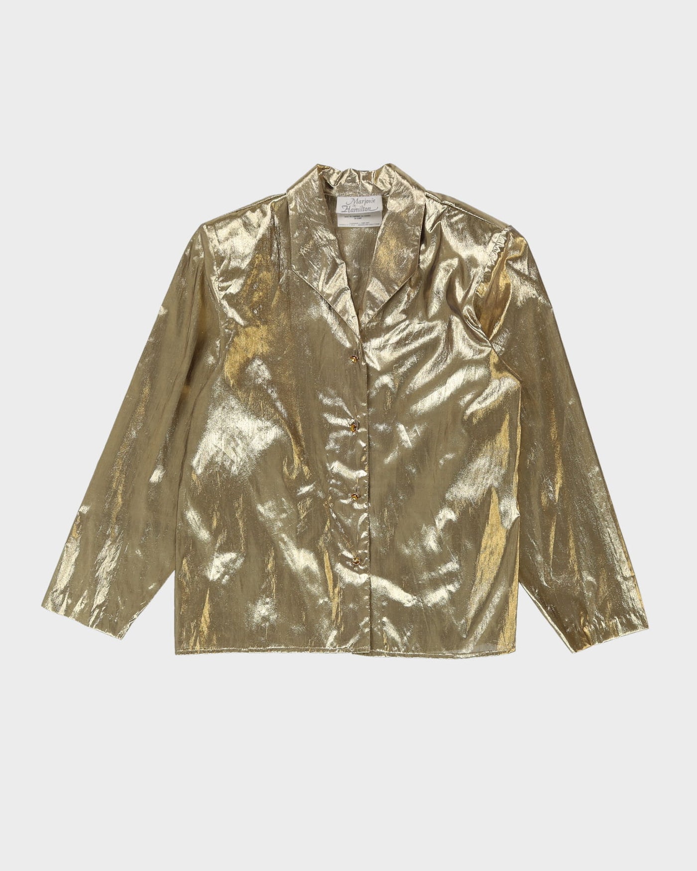 1990s Gold Long Sleeve Blouse - M