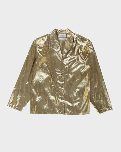 1990s Gold Long Sleeve Blouse - M