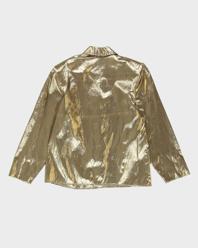 1990s Gold Long Sleeve Blouse - M