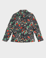 Vintage 1970s Black Floral Blouse - XS